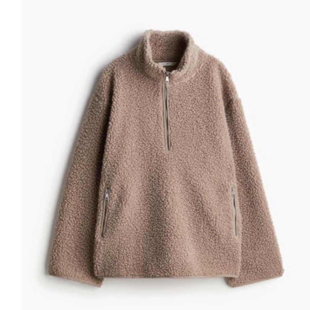 NWT H&M Cozy Sherpa Fleece Pullover - Beige